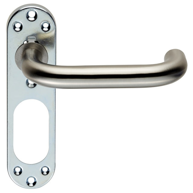 NERA 19MM SAFETY LEVER ON SPRUNG INNER BACKPLATE - SATIN STAINLESS STEEL - PAIR