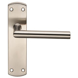MITRED LEVER ON FACE-FIX BACKPLATE - LATCH - SATIN STAINLESS STEEL - SET