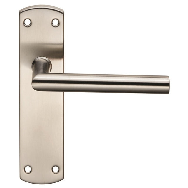 MITRED LEVER ON FACE-FIX BACKPLATE - LATCH - SATIN STAINLESS STEEL - SET