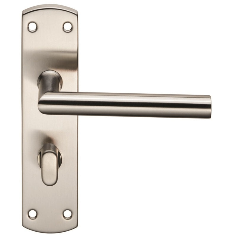 MITRED LEVER ON FACE-FIX BACKPLATE - BATHROOM 57MM - SATIN STAINLESS STEEL - SET