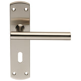 T-BAR LEVER ON FACE-FIX BACKPLATE - LOCK 57MM - SATIN STAINLESS STEEL - SET