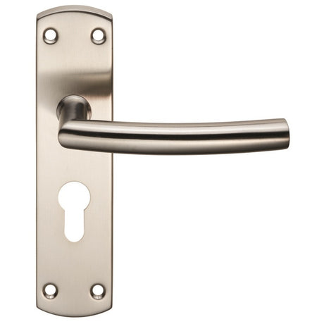 ARCHED LEVER ON FACE-FIX BACKPLATE - EURO 47.5MM - SATIN STAINLESS STEEL - SET