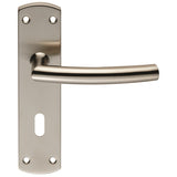 ARCHED LEVER ON FACE-FIX BACKPLATE - LOCK 57MM - SATIN STAINLESS STEEL - SET