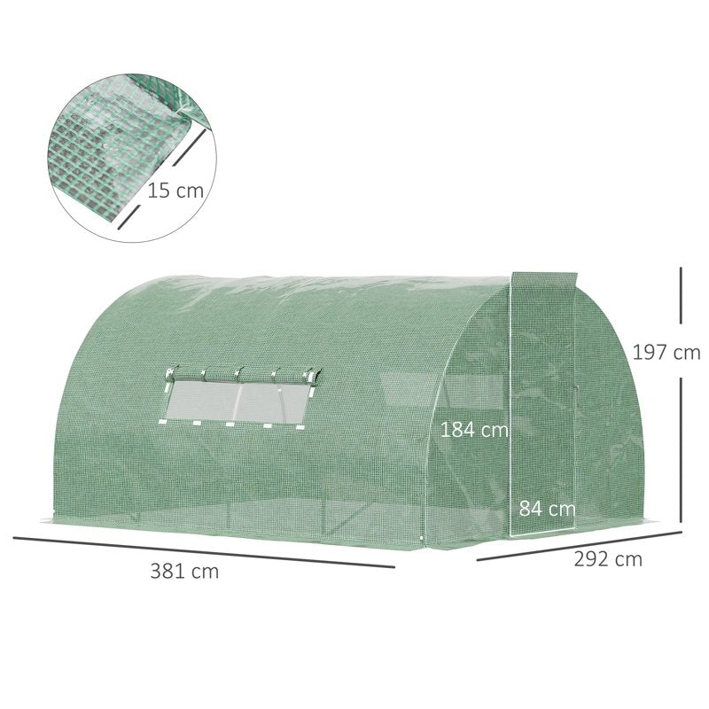 Outsunny Reinforced Walk in Polytunnel Greenhouse, 4x3x2 m