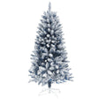 HOMCOM 5ft Flocked Artificial Christmas Tree with 450 Snow Frosted Tips, Metal Stand, Snowy Hinged Xmas Tree, Blue