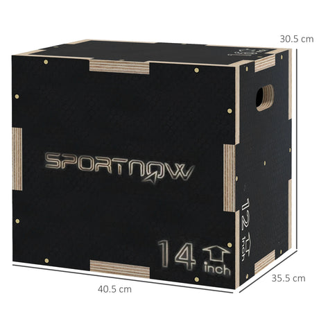 SPORTNOW Multi-Faceted Jump Box, Wooden Step Up Box, for Home, Gym, Exercise, Black