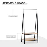 HOMCOM Clothes Rail, Freestanding Metal Clothes Rack with 2 Tier Storage Shelves for Bedroom and Entryway, 64 x 42.5 x 149 cm, Black Frame