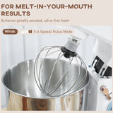 HOMCOM Stand Mixer, 5L Food Mixer for Baking, 6 Speeds and Pulse Setting, 1400W Cake Electric Kitchen Mixer with Dough Hook, Whisk, Stainless Steel Bowl, Splash Guard, Beater, White