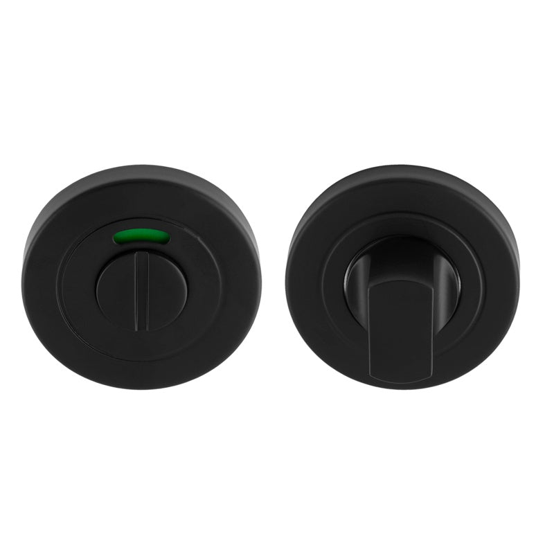TURN & RELEASE - 5MM SPINDLE - PUSH-ON ROUND ROSE - OPTIONAL INDICATOR - Matt Black - SET
