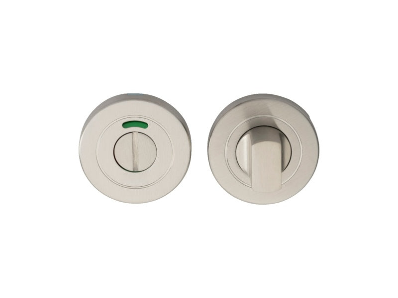 TURN & RELEASE - 5MM SPINDLE - PUSH-ON ROUND ROSE - OPTIONAL INDICATOR - SATIN STAINLESS STEEL - SET