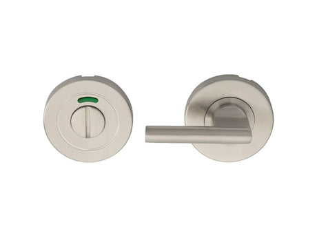 LARGE TURN & RELEASE - 5MM SPINDLE - PUSH-ON ROUND ROSE - OPTIONAL INDICATOR - SATIN STAINLESS STEEL - SET
