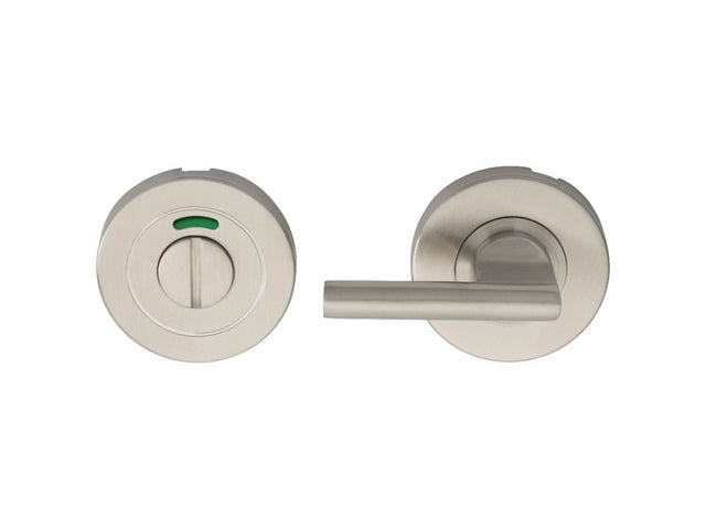 LARGE TURN & RELEASE - 5MM SPINDLE - PUSH-ON ROUND ROSE - OPTIONAL INDICATOR - SATIN STAINLESS STEEL - SET