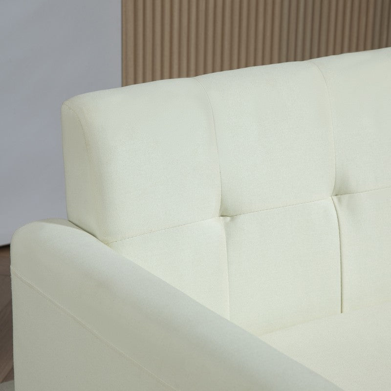 HOMCOM Two-Seater Linen-Look Sofa - Cream