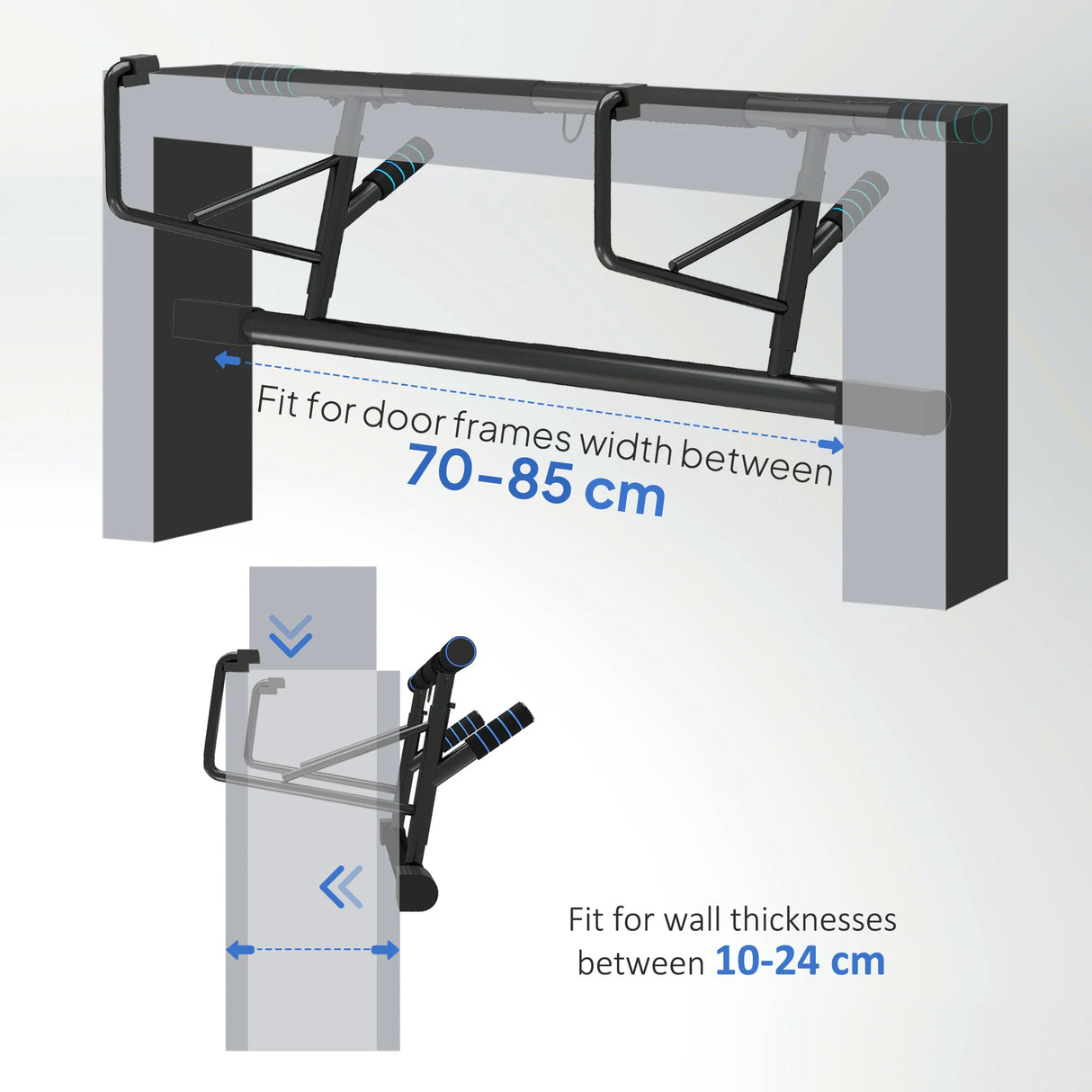 SPORTNOW Pull-Up Bar, No-Drilling Chin-Up Bar, Push-Up Stand with Resistance Bands, Padded Handles for Home Gym Exercise, Blue