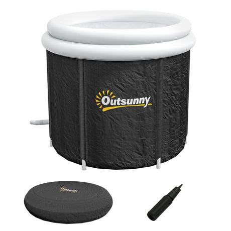 Outsunny Cold Plunge Tub, Portable Ice Bath Cold Water Therapy Tub w/ Thermo Lid, for Athletes, Polar Recovery - Black