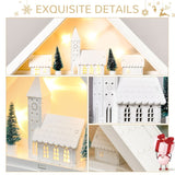 HOMCOM 24-Drawer Christmas Advent Calendar, Wooden Light-Up Traditional Decoration, Adults Kids Countdown Holiday House w/ Lights Handle White