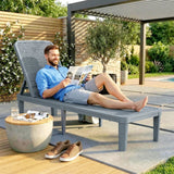 Outsunny Plastic Sun Lounger, 4-Position Adjustable Reclining Garden Lounger Sunbed for Patio, Beach, Terrace, Dark Grey
