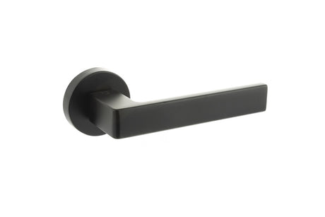 CleanTouch Anti-Bac Forme Asti Lever Door Handle on Minimal Round Rose - Matt Black - Set