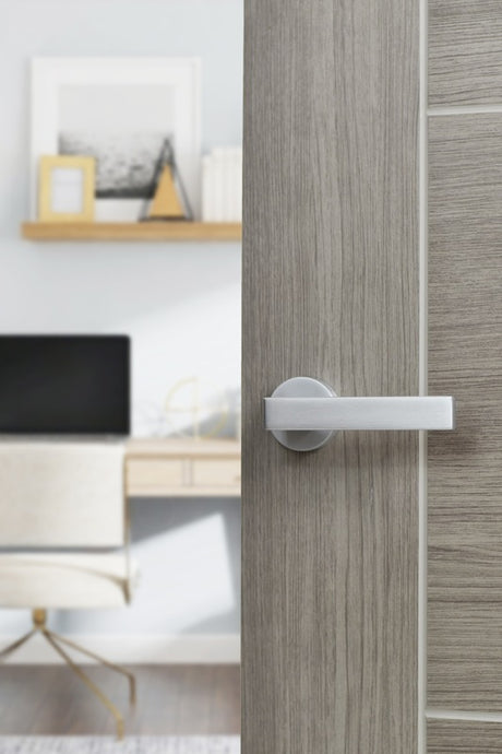 CleanTouch Anti-Bac Forme Asti Lever Door Handle on Minimal Round Rose - Satin Chrome - Set