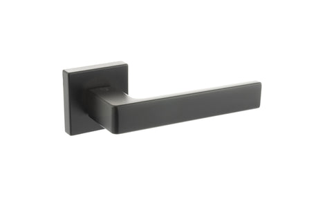 CleanTouch Anti-Bac Forme Asti Lever Door Handle on Minimal Square Rose - Matt Black - Set