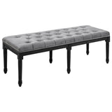 HOMCOM Fabric Bed End Bench Side Chaise Lounge Sofa Velvet Upholstered Tufted Accent Window Seat for Bedroom, Living Room, Hallway, Grey