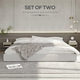 HOMCOM Set of Two Floating Bedside Tables Wall Mounted Nightstands with Drawer and Shelf for Bedroom, Brown Wood-Effect