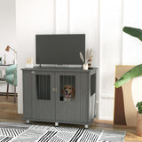 PawHut Dog Crate Table for Medium and Large Dogs with Magnetic Door for Indoor Use, 95 x 55 x 75 cm, Grey