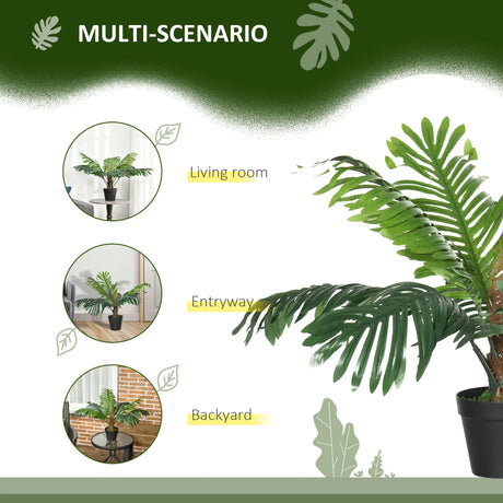 Outsunny 2 Pack 60cm Artificial Palm Tree Decorative Plant with Nursery Pot, Fake Tropical Tree for Indoor Outdoor Dcor