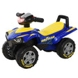 HOMCOM Baby Quad Bike Kids Ride On Car Goodyear Licensed Walker Foot To Floor Slider NO POWER w/ Lights Horn Storage Blue for 18-36 Months