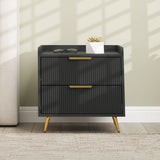HOMCOM Elegant Two-Drawer Bedside Table Set of 2 - Black