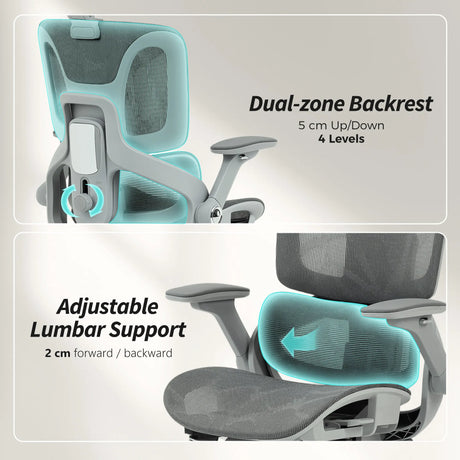 HOMCOM Ergonomic Office Chair, High Back Mesh Desk Chair, Grey