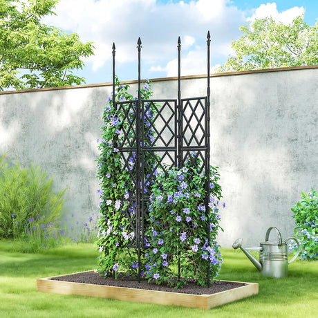 Outsunny Foldable Garden Trellis, Lattice Climbing Support Trellis for Garden, DIY Assembly, 85 x 197 cm, Black