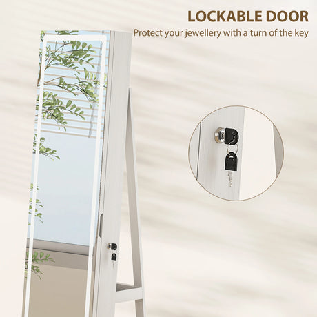 HOMCOM Storage Jewellery Cabinet, with Mirror and Lights - White