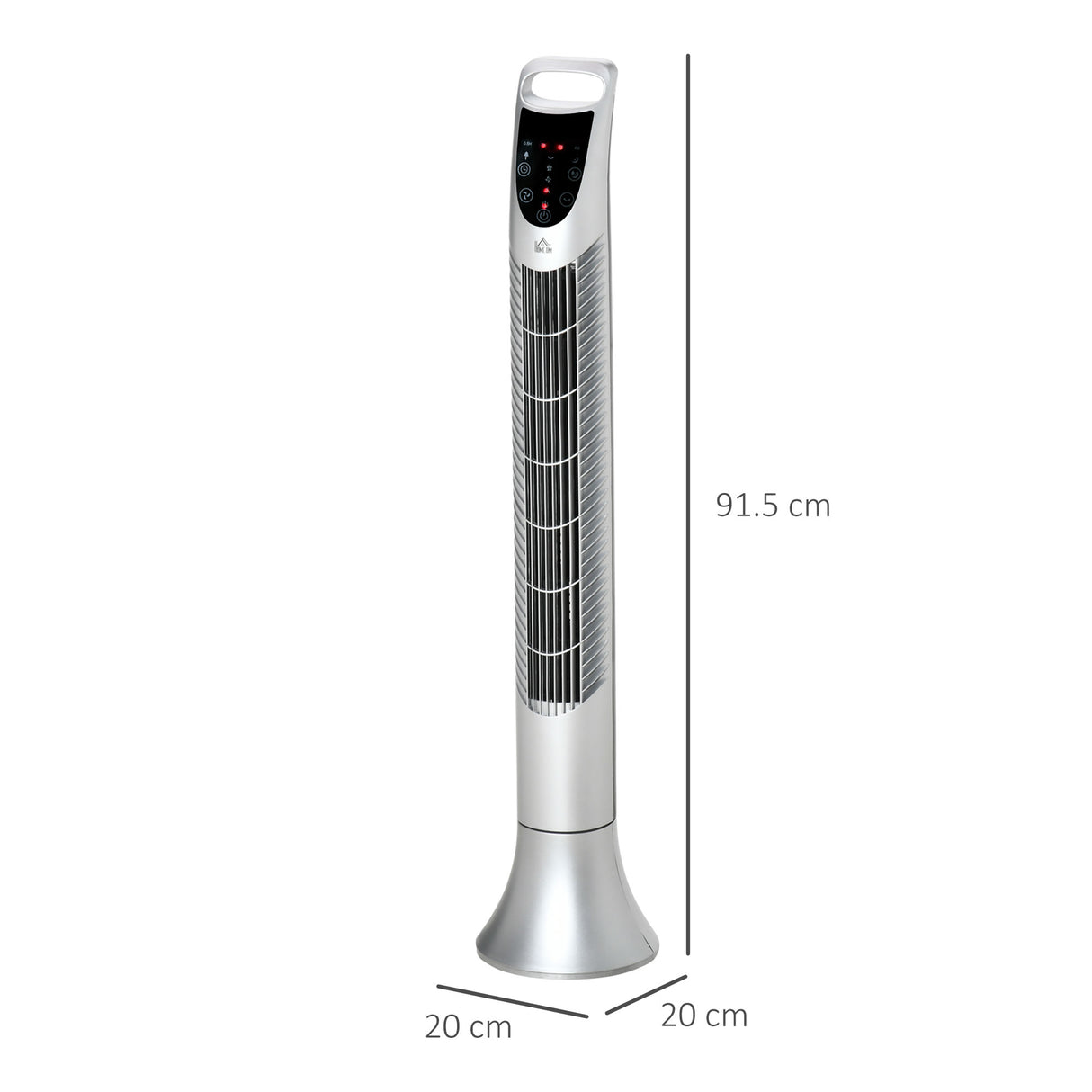 HOMCOM 36'' Freestanding Tower Fan, 3 Speed 3 Mode, 7.5h Timer, 70 Degree Oscillation, LED Panel, 5M Remote Controller, Silver