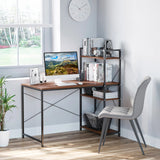 HOMCOM Computer Desk with Storage Shelves on Left or Right, Industrial Reversible Writing Desk for Home Office, Study, Easy Assembly, 120 x 64 x 121cm, Walnut and Black