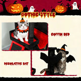 PawHut Gothic Cat Tree, 152 cm Multi-Level Cat Tower for Large Cats with Coffin Bed, Large Condo, for Halloween