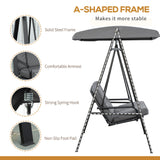 Outsunny 2 Seater Garden Swing Chair with Adjustable Tilting Canopy, Outdoor Hammock Bench with Steel Frame for Patio, Grey