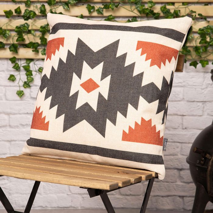 Printed Indoor-Outdoor Cushion - Aztec Terracotta