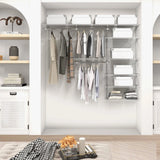 Adjustable Closet Organizer Kit with Shelves and Hanging Rods for 4 to 6 Feet-White