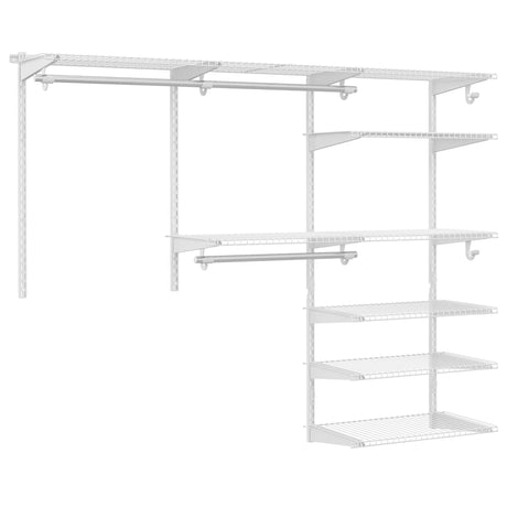 Adjustable Closet Organizer Kit with Shelves and Hanging Rods for 4 to 6 Feet-White