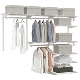 Adjustable Closet Organizer Kit with Shelves and Hanging Rods for 4 to 6 Feet-White