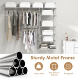Adjustable Closet Organizer Kit with Shelves and Hanging Rods for 4 to 6 Feet-White