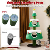 Christmas Cat Tree for Indoor Cats Cute Holiday Cat Tower with 2 Condos-Green