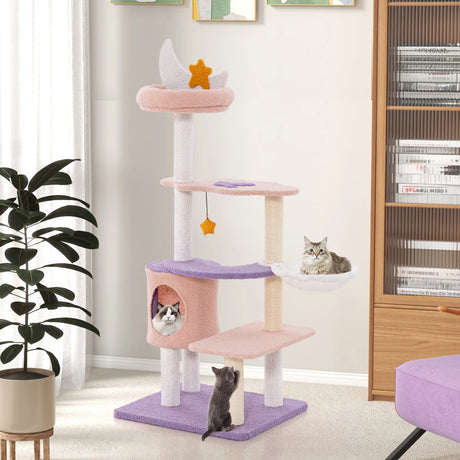 Multi-level Cat Tower with Sisal Covered Scratching Posts-S