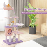 Multi-level Cat Tower with Sisal Covered Scratching Posts-S