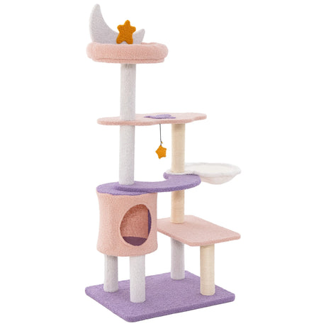 Multi-level Cat Tower with Sisal Covered Scratching Posts-S