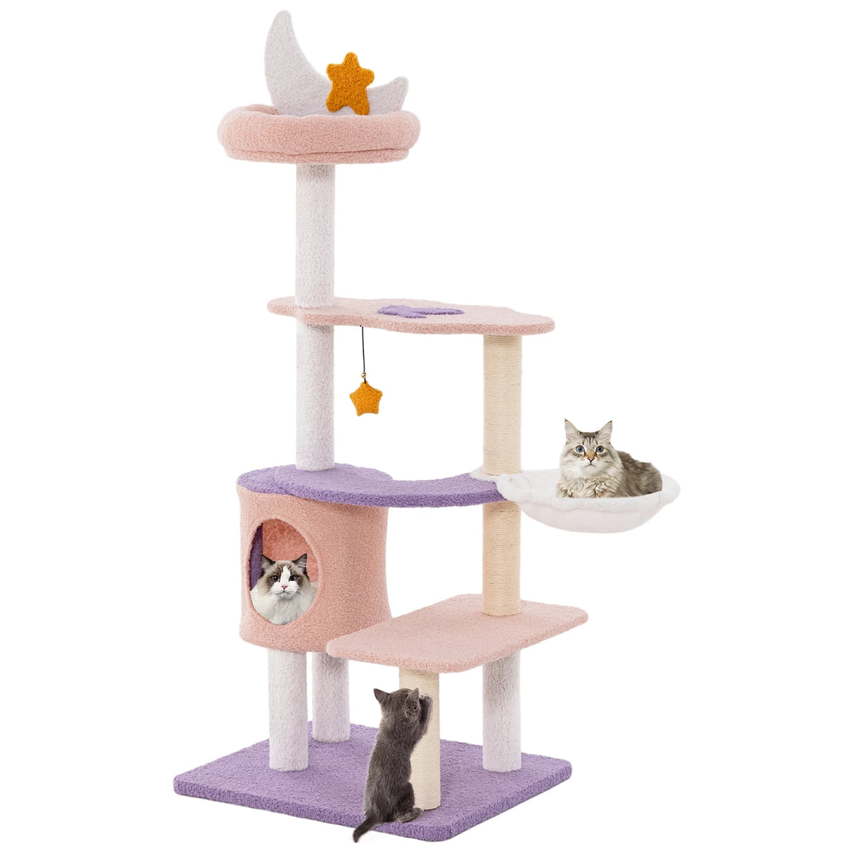 Multi-level Cat Tower with Sisal Covered Scratching Posts-S