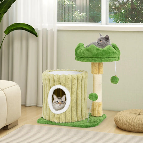 Cute Cat Tree with Sisal Scratching Posts and Dangling Ball