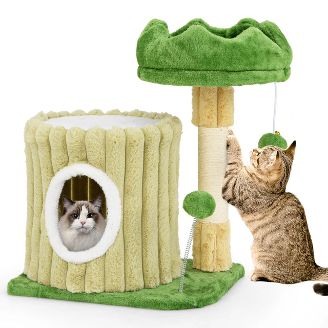 Cute Cat Tree with Sisal Scratching Posts and Dangling Ball