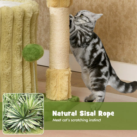 Cute Cat Tree with Sisal Scratching Posts and Dangling Ball